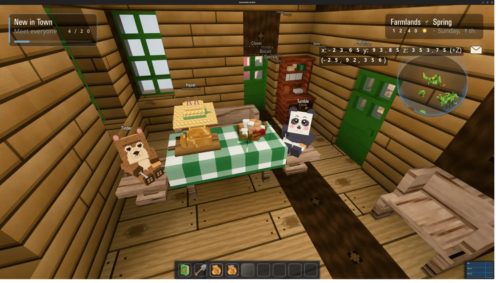 Automatia screenshot: Lunch at Hazel's farmstead