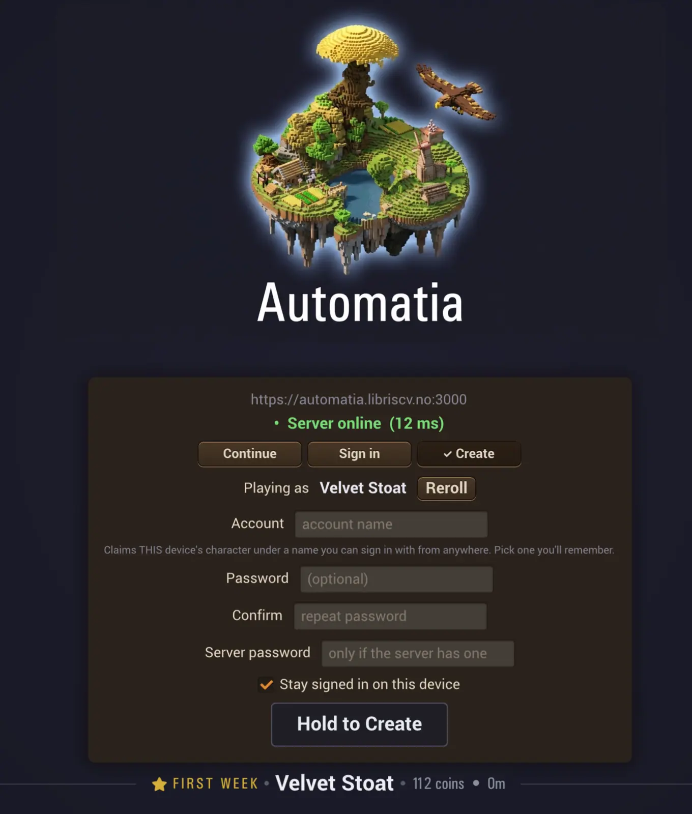 Automatia screenshot: Login, accounts and device linking
