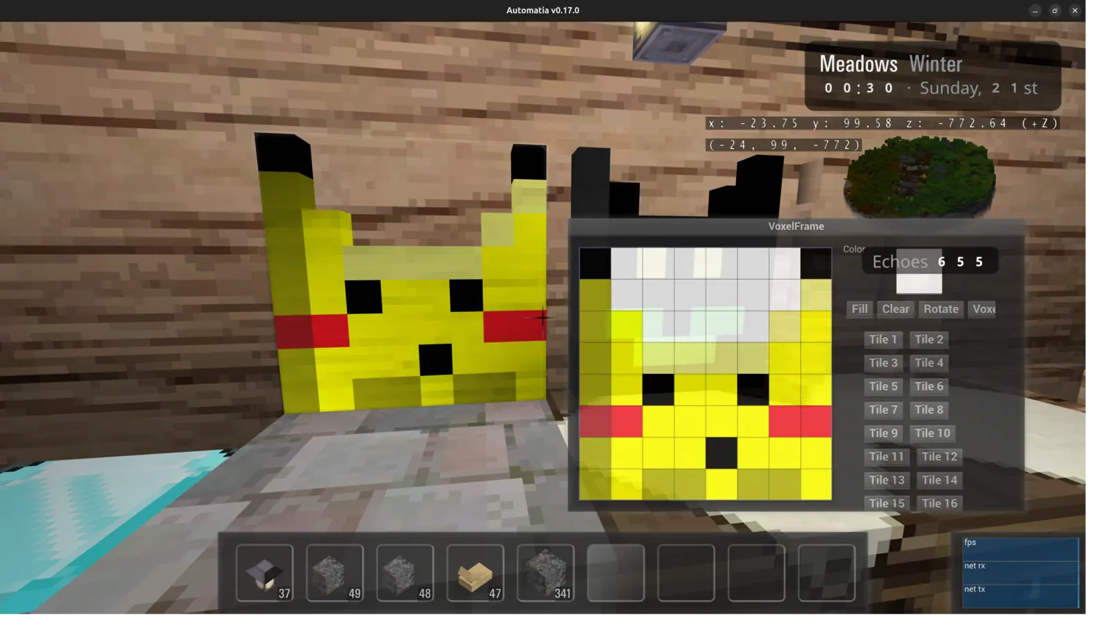 Automatia screenshot: The voxel frame becomes a drawing canvas