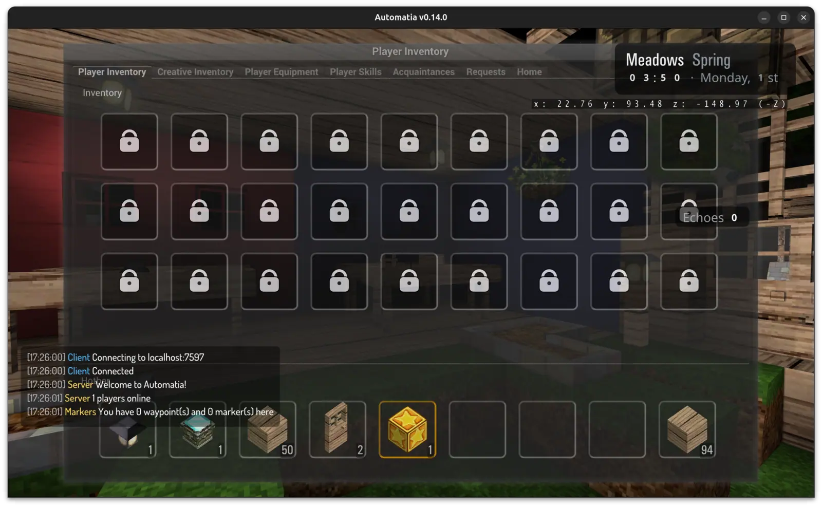 Automatia screenshot: Storage space